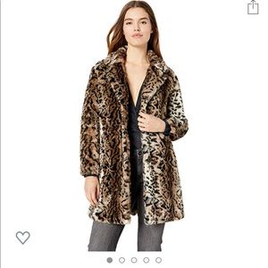 BB Dakota Leopard Faux Fur Coat XS NEW